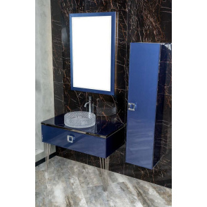 Тумба с раковиной Armadi Art Lucido 100 насыщенный синий, раковина 817, ножки хром