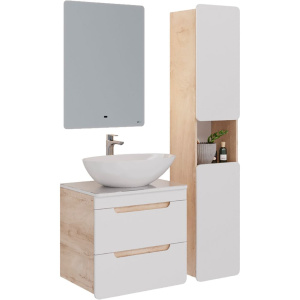 Тумба с раковиной Lemark Olivia 65 дуб кантри, белая глянцевая, раковина Триумф