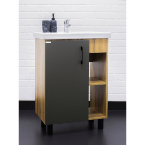 Купить Мебель для ванной Домино Craft 60 дуб вотан, графит в Москве с доставкой Мебель для ванной Домино Craft 60 дуб вотан, графит