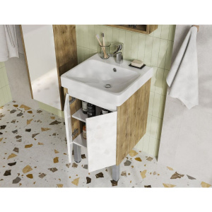 Мебель для ванной AQUATON Сканди 45 белая глянцевая, дуб рустикальный