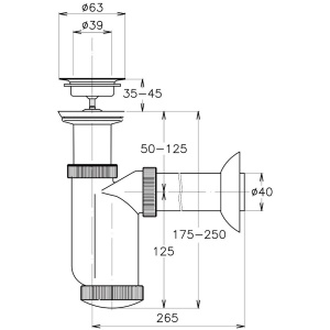 Сифон для писсуара Jika Domino 9073.0.000.000.1 горизонтальный выпуск