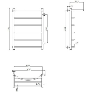 Полотенцесушитель водяной Тругор Приоритет ПМ 1 П ЛЦ2 R, 50x80x50