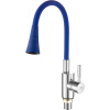Смеситель для кухни Fashun A4053+B11 с гибким изливом, хром, синий