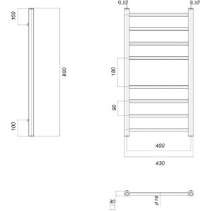 Полотенцесушитель водяной Domoterm Куба П8 40x80 хром