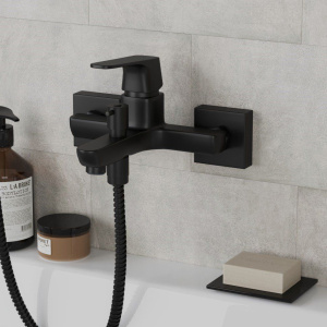 Купить Смеситель для ванны с душем Paini Bari RTYO111 черный матовый в Москве с доставкой Смеситель для ванны с душем Paini Bari RTYO111 черный матовый