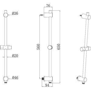 Душевая штанга Ravak 975.00 60 см со шланговым подключением