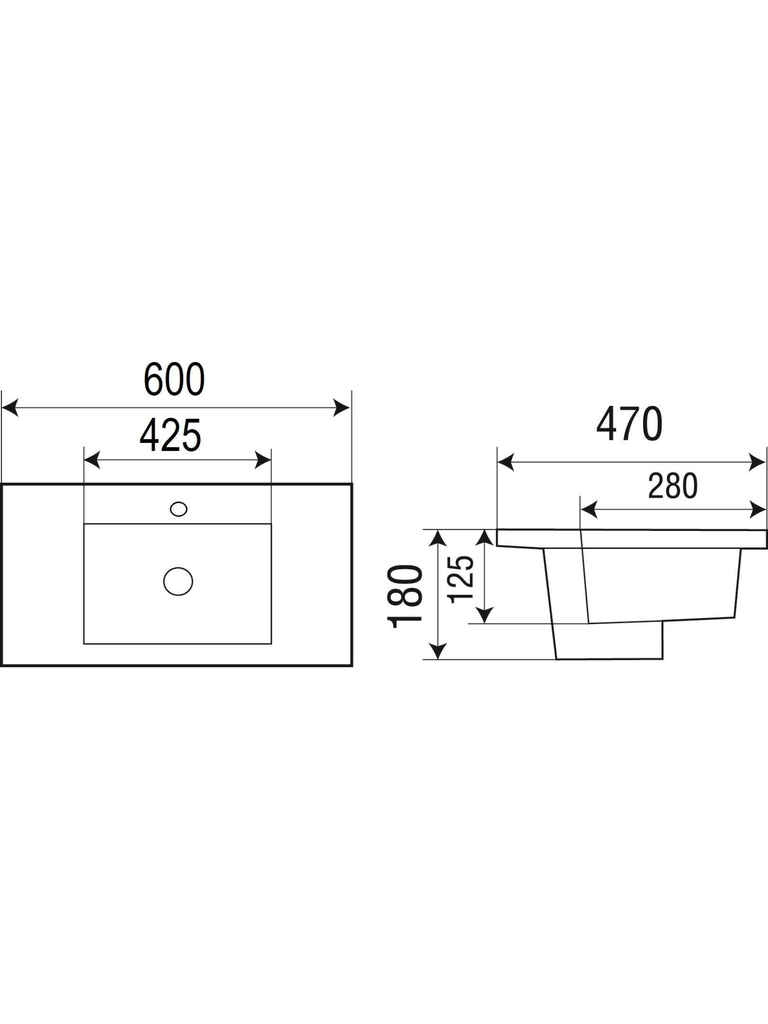Раковина врезная 600х470х180 WeltWasser DEILBACH 7506-60 (10000003900)