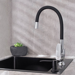 Купить Смеситель для кухни РМС SL123BL SL123BL-016F-1 чёрный, хром в Москве с доставкой Смеситель для кухни РМС SL123BL SL123BL-016F-1 чёрный, хром