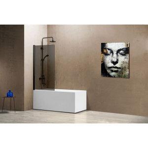 Шторка на ванну Vincea VSB-11800CGB 80 см, профиль чёрный, стекло тонированное
