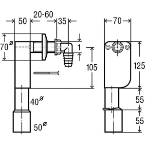 Сифон скрыт. монтажа (гидрозатвор) для подключ. стиральной или посудомоечной машин Viega 452452