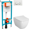 Комплект Унитаз подвесной VitrA Shift 7742B003-0075 белый глянцевый + Крышка DIWO Шифт 0405 с микролифтом + Инсталляция 800-2009 с кнопкой смыва, белая
