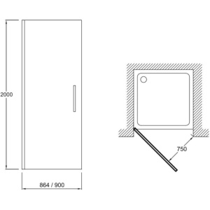 Душевая дверь в нишу Jacob Delafon Contra 90 профиль хром