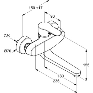Смеситель для кухни Kludi Objekta 328820575