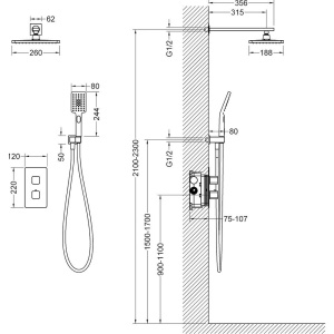 Душевой комплект Timo Petruma SX-5059/17SM С ВНУТРЕННЕЙ ЧАСТЬЮ, с термостатом, золото