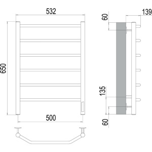 Купить Полотенцесушитель электрический Terminus Виктория П6 500x650 в Москве с доставкой Полотенцесушитель электрический Terminus Виктория П6 500x650