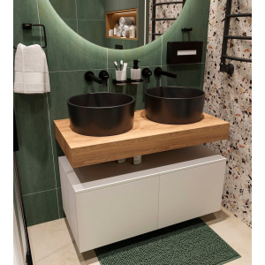 Столешница STWORKI Ольборг 100 дуб французский, без отверстий,  2 тумбы 50 + 2 раковины