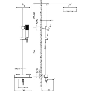 Душевая стойка Timo Tetra-Thermo SX-0169/17 с термостатом, золото