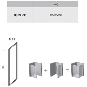 Боковая стенка Ravak Blix BLPS-90 9BH70C00Z1 90х190 профиль блестящий/стекло Transparent