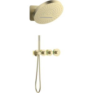 Душевой комплект Timo Saona SX-2329/17SM С ВНУТРЕННЕЙ ЧАСТЬЮ, с термостатом, матовое золото