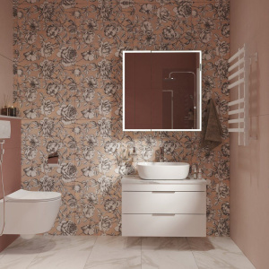 Купить Мебель для ванной STWORKI Копенгаген 80 белая со светлой столешницей, с раковиной Moduo 50 Square в Москве с доставкой Мебель для ванной STWORKI Копенгаген 80 белая со светлой столешницей, с раковиной Moduo 50 Square