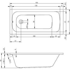 Купить Акриловая ванна Riho Milano 150x70 см, с каркасом в Москве с доставкой Акриловая ванна Riho Milano 150x70 см, с каркасом