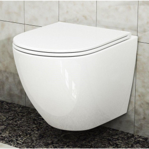 Комплект Унитаз подвесной Bauedge Bau Dream безободковый, с микролифтом, белый + Инсталляция TECE Now 9400412 4 в 1 с кнопкой смыва