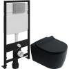 Комплект Унитаз подвесной STWORKI Ноттвиль SETK3104-2616 безободковый, с микролифтом, черный + Инсталляция EWRIKA ProLT 0026-2020 + Кнопка 0041 хром