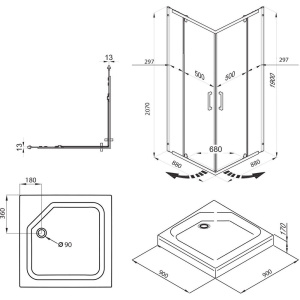 Купить Душевой уголок Triton Каппа -хром Щ0000054221 90х90 в Москве с доставкой Душевой уголок Triton Каппа -хром Щ0000054221 90х90