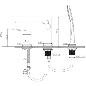 Купить Смеситель на борт ванны BelBagno Delta DEL-BVD3-NERO в Москве с доставкой Смеситель на борт ванны BelBagno Delta DEL-BVD3-NERO
