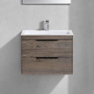 Тумба с раковиной Vincea Chiara 2D 60, 2 ящика, темный дуб, с белой раковиной