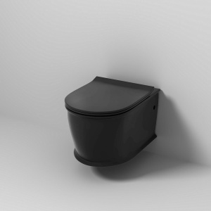 Купить Унитаз подвесной Grossman Retro GR-4482BMS безободковый, с микролифтом, черный матовый в Москве с доставкой Унитаз подвесной Grossman Retro GR-4482BMS безободковый, с микролифтом, черный матовый