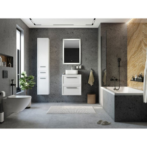 Тумба с раковиной STWORKI Эстерсунд 60, белая матовая, простоун беж