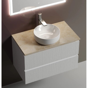 Тумба с раковиной Sancos Snob T 80 см, bianco, столешница бежевая, раковина CN6005