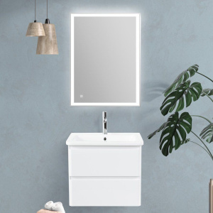 Купить Тумба с раковиной BelBagno Albano-Cer 60 подвесная, bianco lucido в Москве с доставкой Тумба с раковиной BelBagno Albano-Cer 60 подвесная, bianco lucido