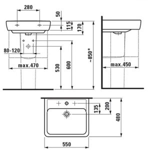 Раковина подвесная Laufen PRO 55 8.1895.1.000.104.1 белая