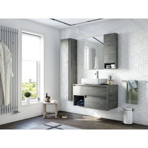 Купить Мебель для ванной STWORKI Карлстад 90 дуб рошелье, монте тиберио, в стиле лофт, серая, подвесная (комплект, гарнитур) в Москве с доставкой Мебель для ванной STWORKI Карлстад 90 дуб рошелье, монте тиберио, в стиле лофт, серая, подвесная (комплект, гарнитур)