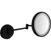 Косметическое зеркало Nofer Classic 08006.N с подсветкой, телескопическое, поворотное, черное матовое