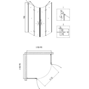 Душевой уголок Niagara Nova NG-6816-08 BLACK 100x100, четверть круга, черный