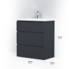 Тумба с раковиной AM.PM Gem S 75 графит матовый, напольная, с 3 ящиками