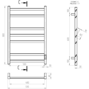 Полотенцесушитель электрический Двин U plaza neo 80х50, белый