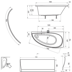 Акриловая ванна Ravak Avocado 150x75 CS01000000  P белая