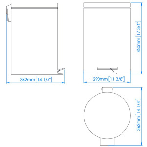 Купить Мусорное ведро Mediclinics PP1321CS, 20 л, нержавеющая сталь, матовое в Москве с доставкой Мусорное ведро Mediclinics PP1321CS, 20 л, нержавеющая сталь, матовое