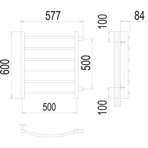 Полотенцесушитель водяной Terminus Классик П6 500x600 с боковым подключением 500