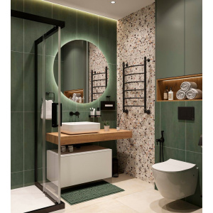 Столешница STWORKI Ольборг 120 дуб французский, без отверстий, с тумбой 80, с раковиной STWORKI Soul 1 белой