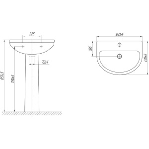 Мебельная раковина DIWO Коломна 0110