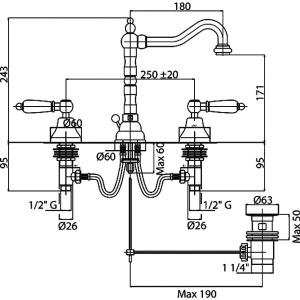 Смеситель для раковины Cezares First FIRST-BLS2-03/24-Bi