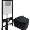 Комплект Унитаз подвесной STWORKI Ноттвиль SETK3104-2616 безободковый, с микролифтом, черный + Инсталляция EWRIKA ProLT 0026-2020 + Кнопка 0051 хром