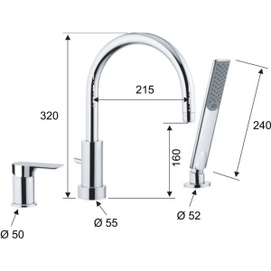 Смеситель на борт ванны Remer Infinity I07