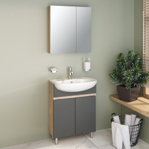 Тумба с раковиной Runo Лада 60 графит