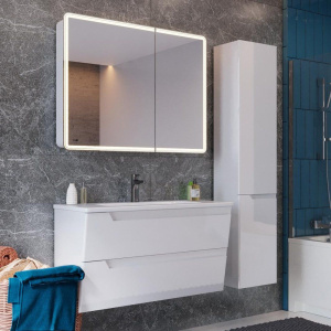 Тумба с раковиной Lemark Miano 100, белая глянцевая